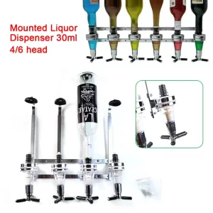 kf-S9700bb7e1b0f446ba732f1db8e1b67a6R 6-Bottle Wall Mounted Liquor Dispenser Alcohol Liquor Dispenser Stand Wall Mounted Bar Butler for Drink Beer Wine